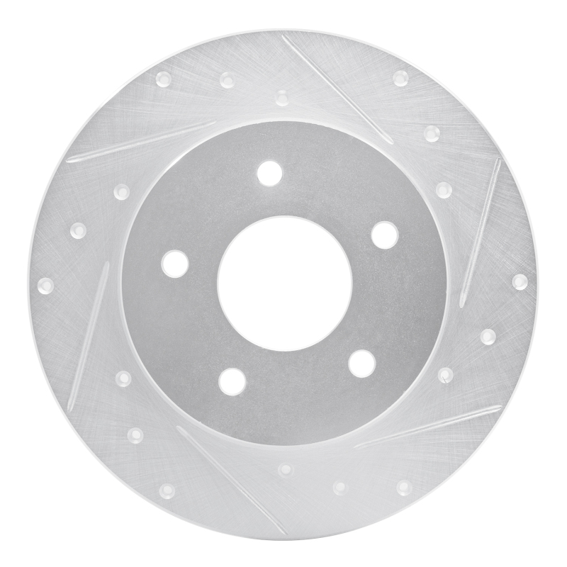 Nissan Kicks Brake Rotor (1) - Rear Right - R1 Concepts - Drilled & Slotted - Silver - `19-`25